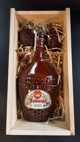MIÓD JADWIGA PÓŁTORAK 0.5L + 2 CZARKI SKRZYNKA JASNA 16%