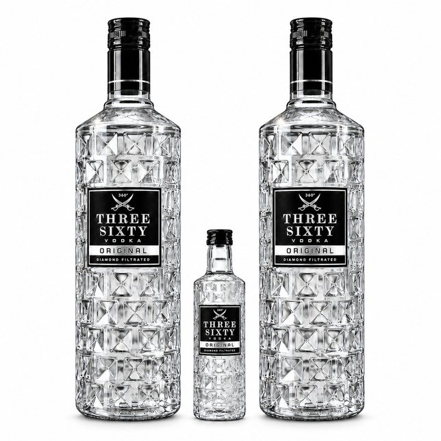 Wódka Three Sixty Original 37,5% 2 x 0,7 l + miniaturka