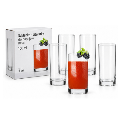 Szklanka - Literatka do napojów Basic 100 ml 6 szt
