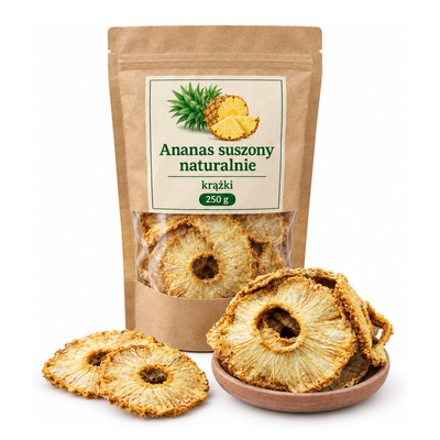 Ananas suszony naturalnie krążki 250g