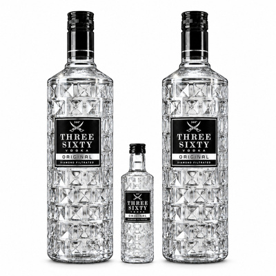 Wódka Three Sixty Original 37,5% 2 x 0,7 l + miniaturka