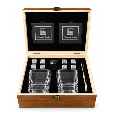 Zestaw prezentowy do whisky premium II - kwadratowe szklanki