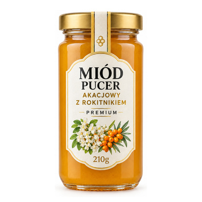MIÓD PUCER AKACJOWY Z ROKITNIKIEM PREMIUM 210g
