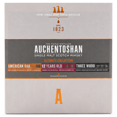 Mini WHISKY AUCHENTOSHAN COLLECTION  - AMERICAN OAK/12Y/THREE WOOD (3*0,2L)  41%  0,6L