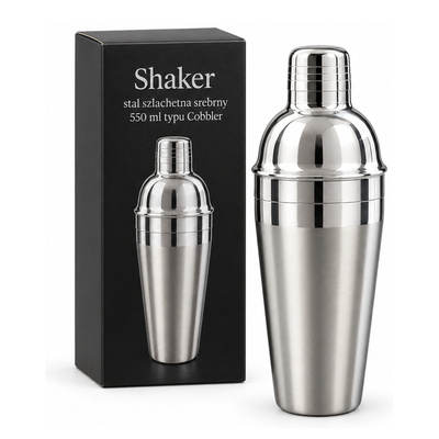Shaker stal szlachetna srebrny 550 ml typu Cobbler