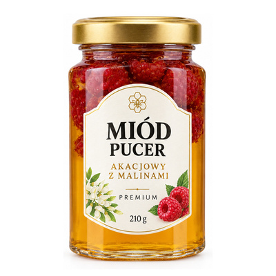 MIÓD PUCER AKACJOWY Z MALINAMI PREMIUM 210g