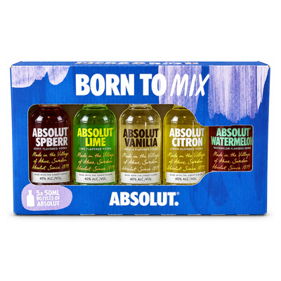 Mini wódka ABSOLUT ZESTAW( 5*0,05) 40% 0,25L