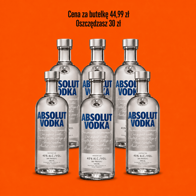 Wódka ABSOLUT 40% 0,5l blue 6 butelek