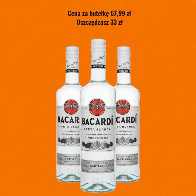 Rum BACARDI CARTA BLANCA 37,5% 0,7l 3 butelki
