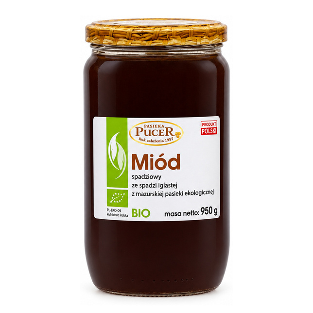 MIÓD PUCER SPADZIOWY ZE SPADZI IGLASTEJ EKO 950g