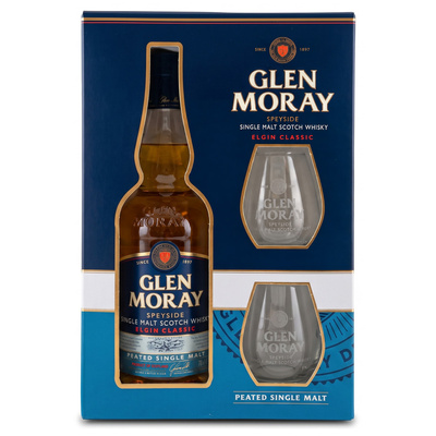 GLEN MORAY PEATED 40% 0,7L I SZKLANKI
