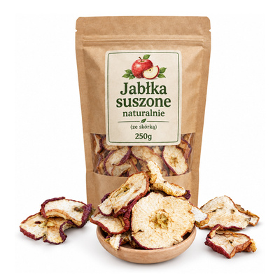 Jabłka suszone naturalnie (ze skórką) 250g
