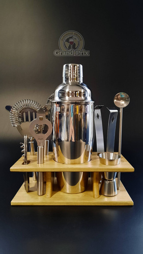 Zestaw barmański do drinków - shaker, stojak - 9 elementów