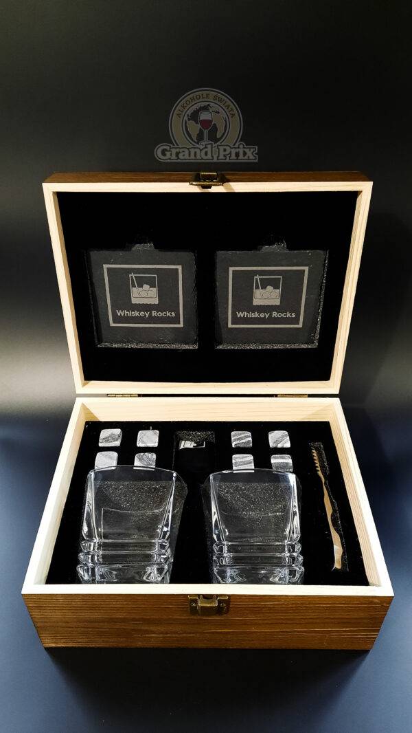 Zestaw prezentowy do whisky premium II - kwadratowe szklanki